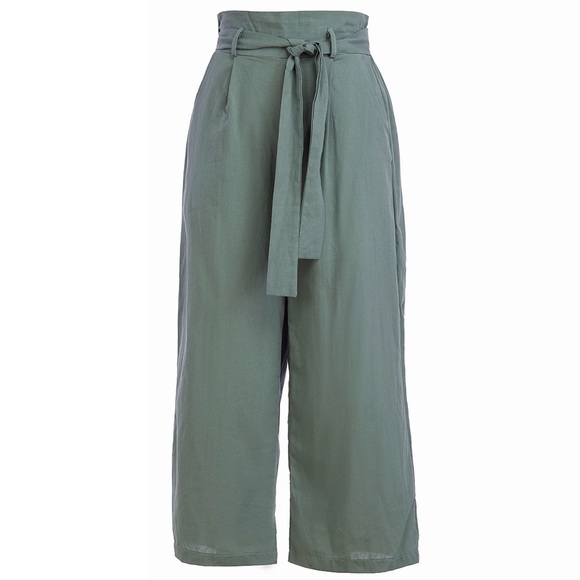B2G1♦️🆕Spring High Rise Wide Leg Pants Pale Green - Picture 4 of 5